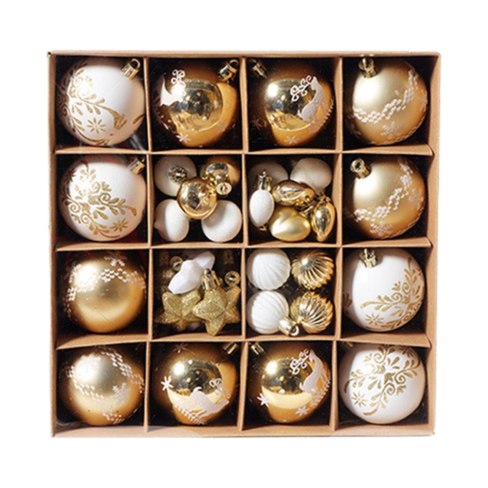 52x Xmas Tree Hanging Decoration with Hanging Loop Christmas Balls Ornaments Aureate