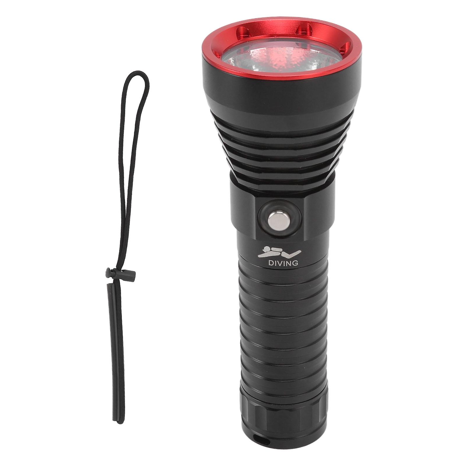 Diving Flashlight 3000LM LED Diving Flashlight IPX8 Waterproof 100m Underwater Diving Flashlight Red