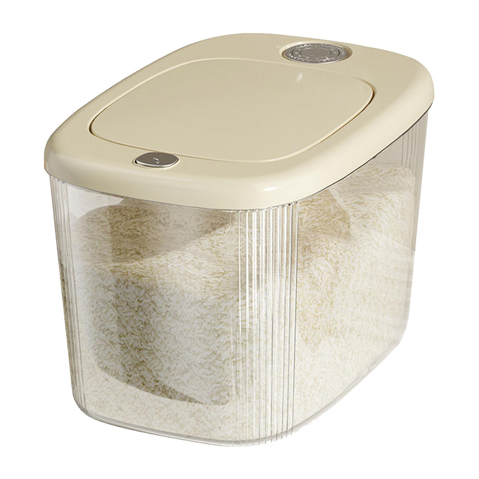 Cream White Kitchen Rice Storage Container - Large Food-Grade Grain Bin