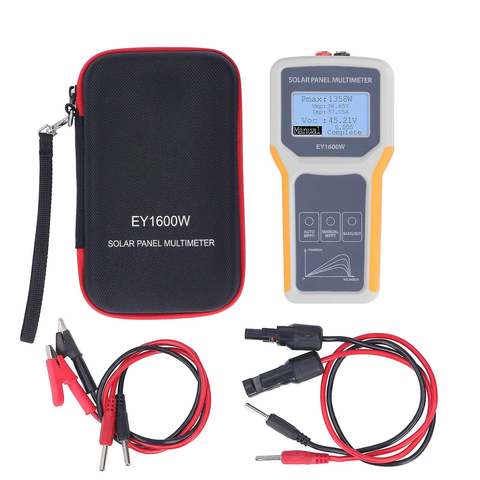 Risegun Photovoltaic Panel Meter Solar Panel MPPT Tester 1600W 60A Photovoltaic Panel Multimeter with Connection Cable 12-60V
