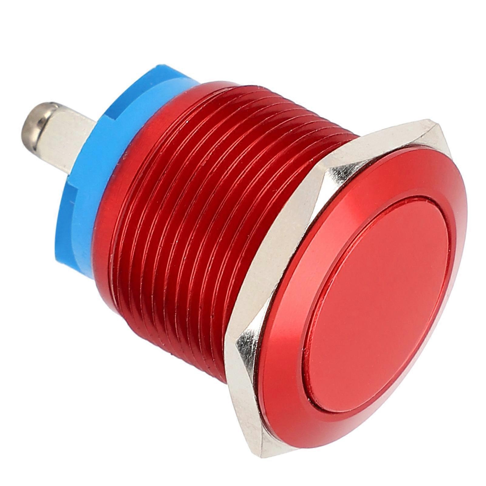 19mm Red Metal Push Button Switch, Flat Head, Full Oxidation, Self-Reset, Jog Screw Foot Power Control