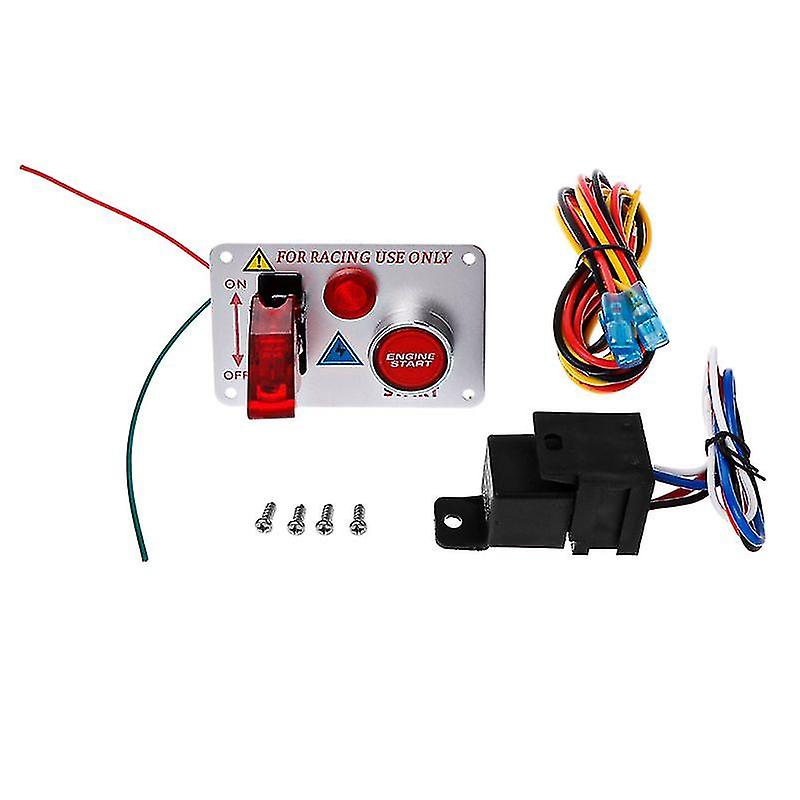 12v Racing Car Engine Start Push Button Ignition Switch Panel Red Led Toggle