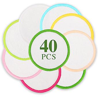 Wiederverwendbare Make-up-Entferner-Pads mit waschbarem natürlichem Bambusfasermaterial für alle Hauttypen 40er-Pack