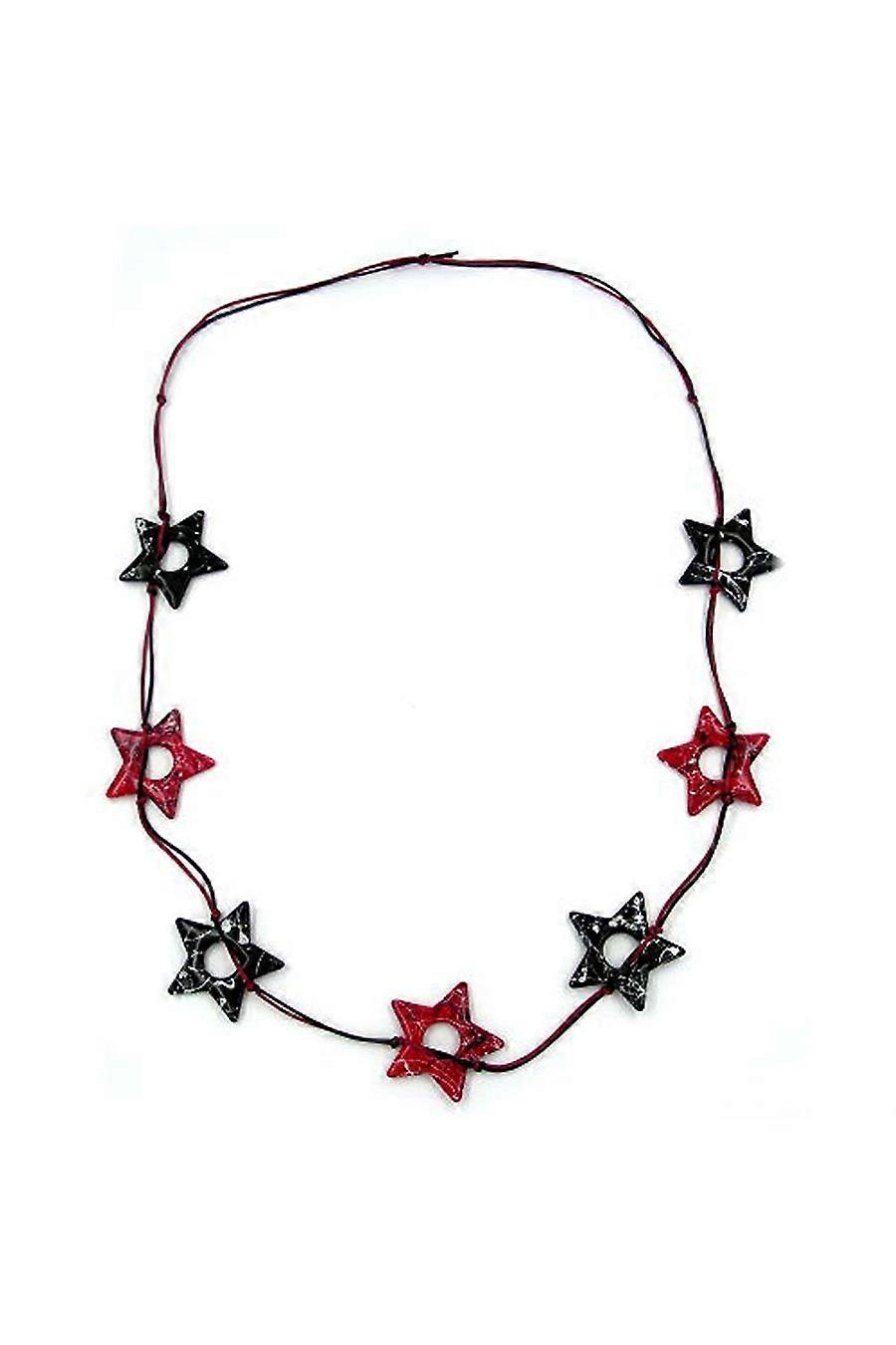 Necklace Star Black-silver Red 100cm - Gl02126
