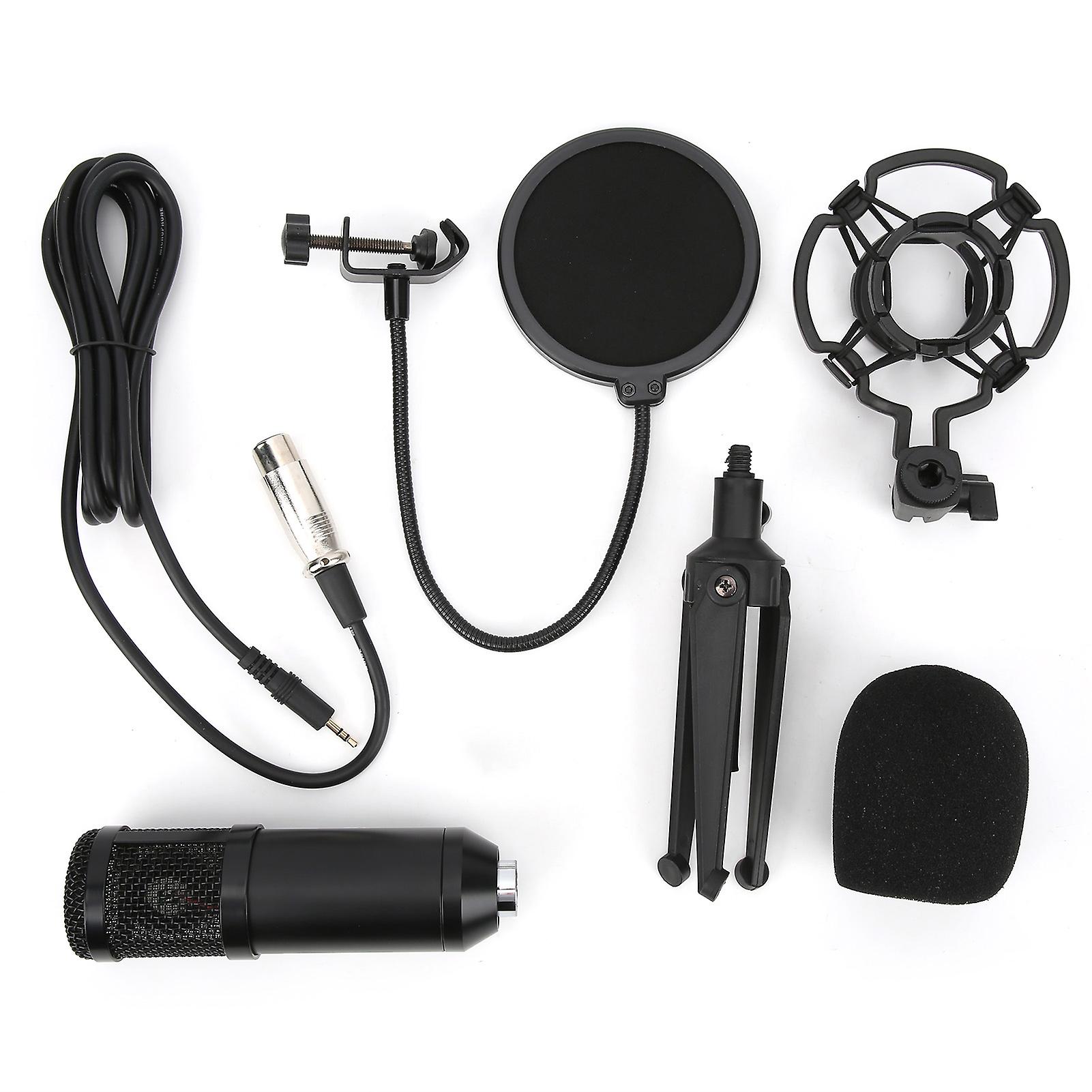 Condenser Microphone 3.5mm Plug with Adjustable Tripod Set Kit for Broadcast Recording