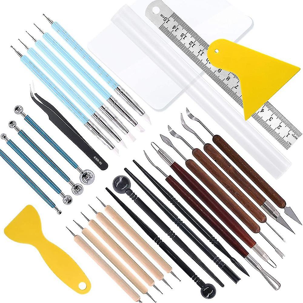 30Pcs Clay Sculpting Modeling Set Including Ball Stylus Dotting Tools Dual Silicone Tools for Pottery Clay