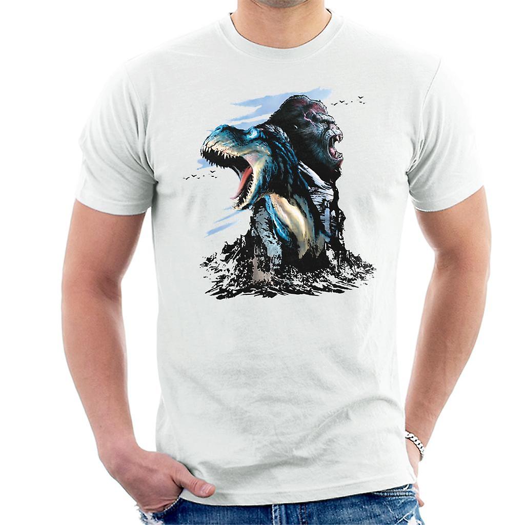 King Kong Vs T Rex Character Heads Men's T-Shirt