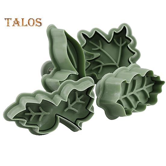4Pcs/Set Biscuit Dies Spring Handle DIY Plastic Useful Safe Durable Leaf Clay Molds for Dining Room