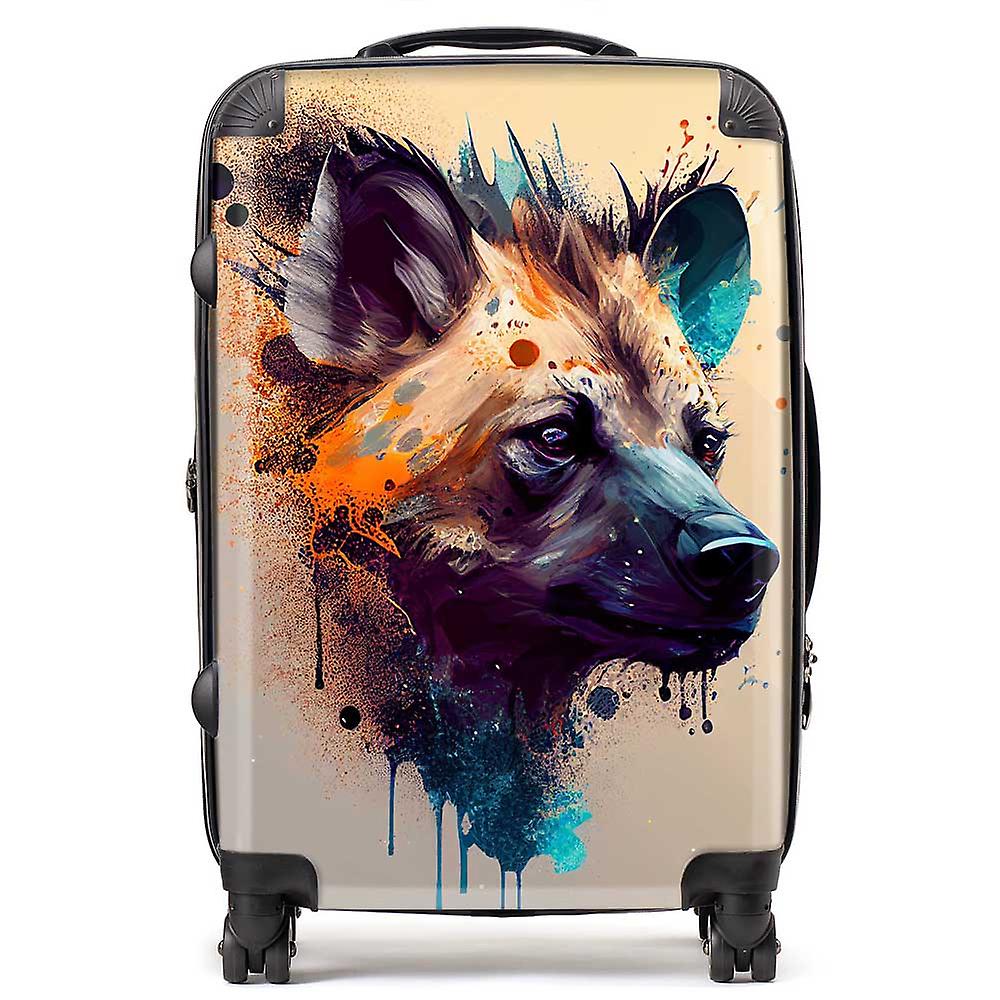 Hyena Face Splashart Light Background Suitcase