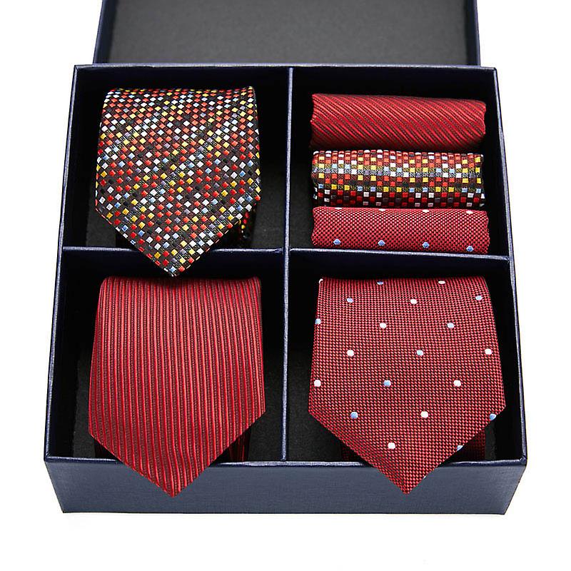 صندوق حزمة ربطات عنق حريرية للرجال مجموعة جديدة هانكي 3 أنماط رجالي رسمي ربطة عنق زفاف حمراء ربطة عنق عمل