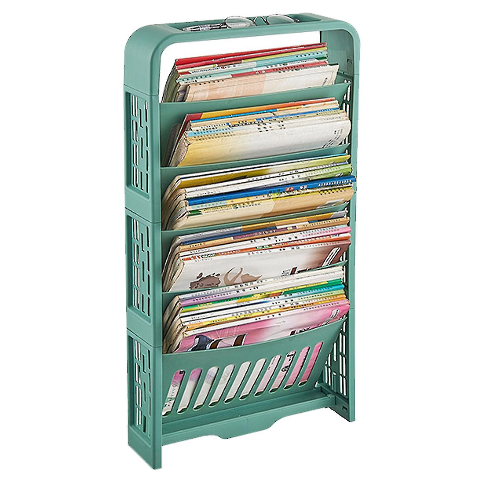 Green Multi-Layer Book Storage Shelf for Classroom and Home with Large Capacity