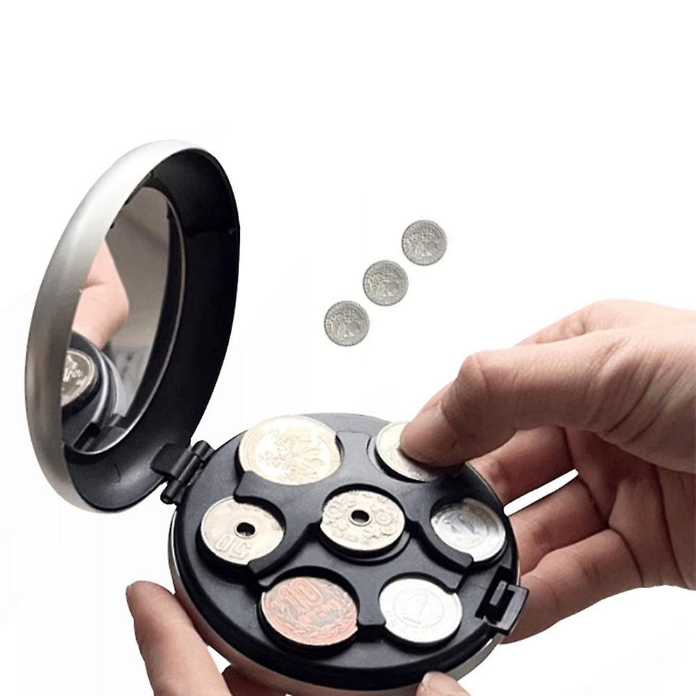Coin Storage Box with Mirror 7 Coin Storage Portable Coin Change Organiser for Collectors