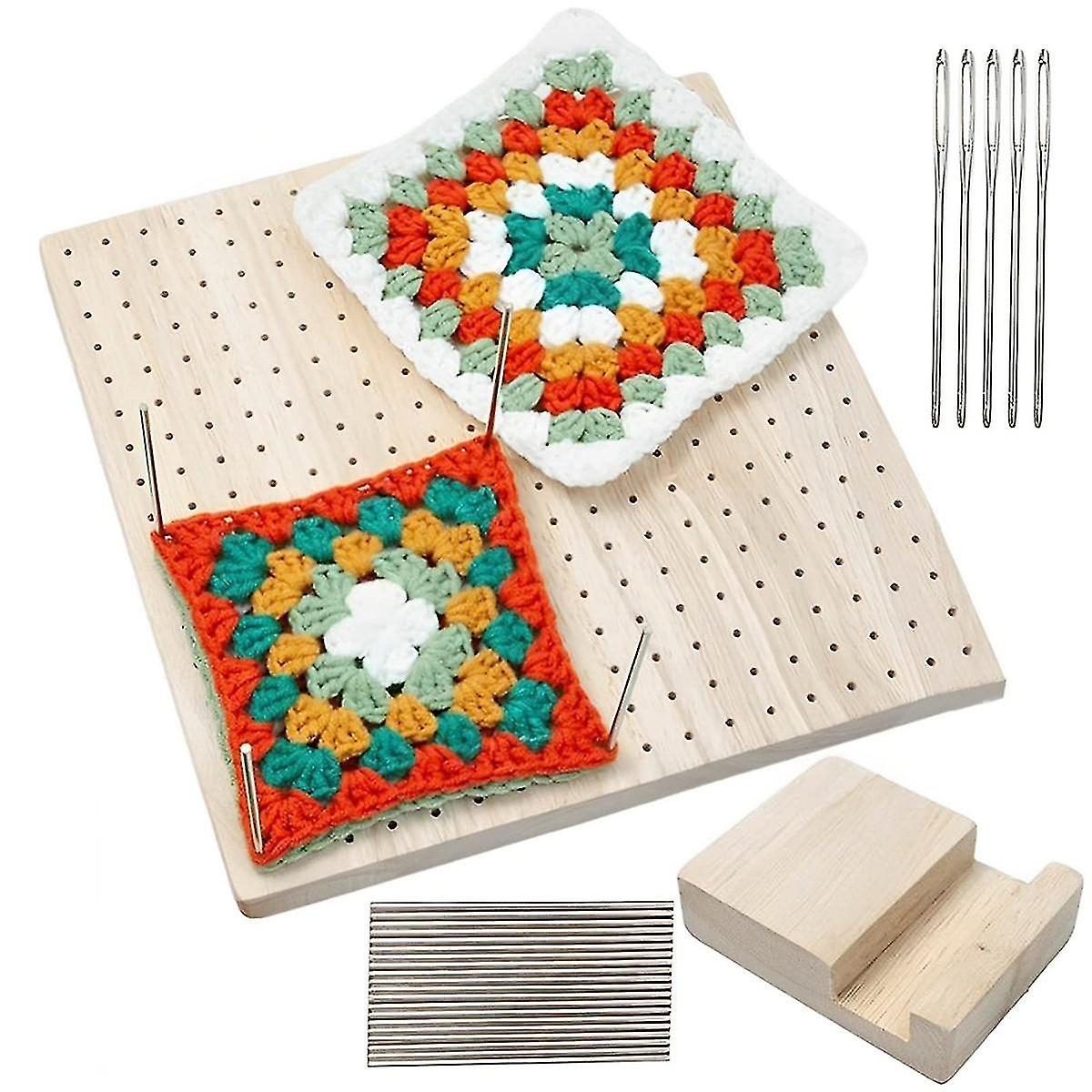 Wooden Crochet Blocking Board Reusable Handcrafted Knitting Blocking Mat Set Stand Square Blocking