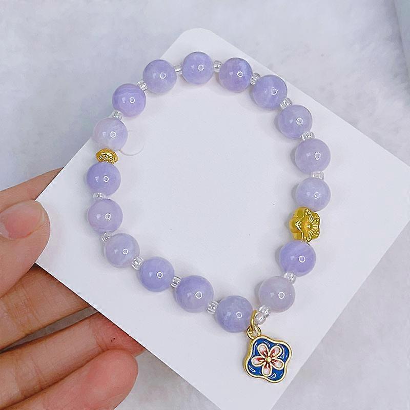 Violet  Handmade Crystal Jade Beaded Stretch Bracelets