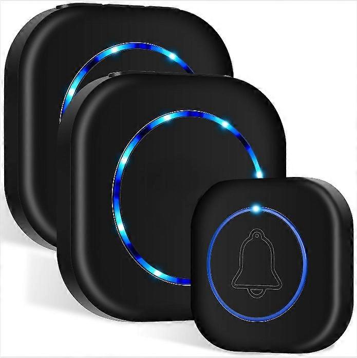 Europæisk standard intelligent elektronisk dørklokke - sort - en til to