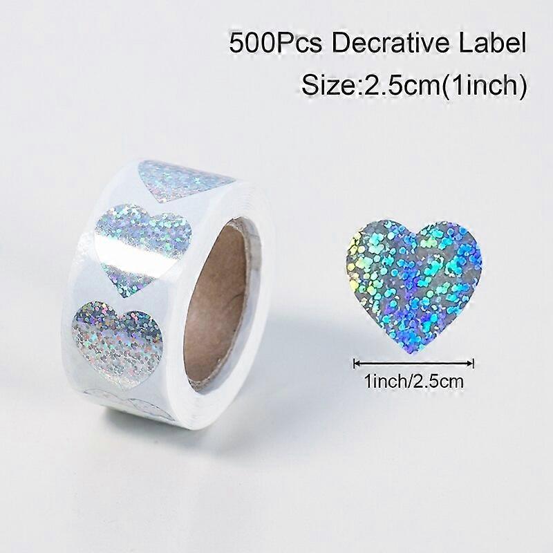 رائع 500pcs ليزر فارغ الحب القلب نجوم جولة ملصقات اليدوية الديكور عطلة عيد ميلاد حزب ختم تسمية ملصق