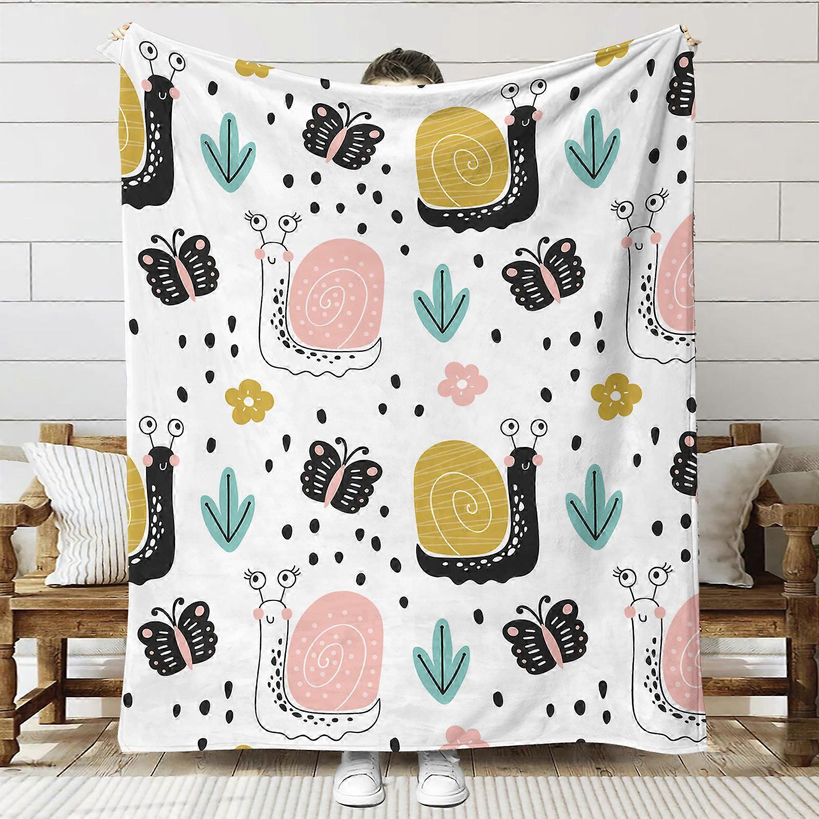 3D tištěná flanelová deka Klimatizace Deka Pohovka Deka Dárková deka Kreslený Květinový Seriál F00780 Šnek