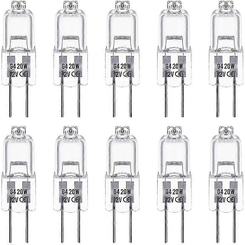 لمبات هالوجين G4 ، مصباح قاعدة دبوس هالوجين 12 فولت 20 واط ، أبيض دافئ 3000 كيلو ، 350 لومن ، قابل للتعتيم ، مصباح هالوجين منخفض الجهد G4 ، مصباح شفاف ، عبوة من 10