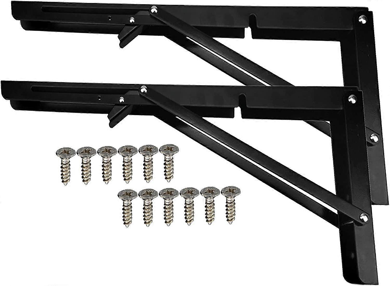 16 Inch Heavy Duty Folding Shelf Bracket, Space Saving DIY Wall Mounted Folding Triangle Bracket