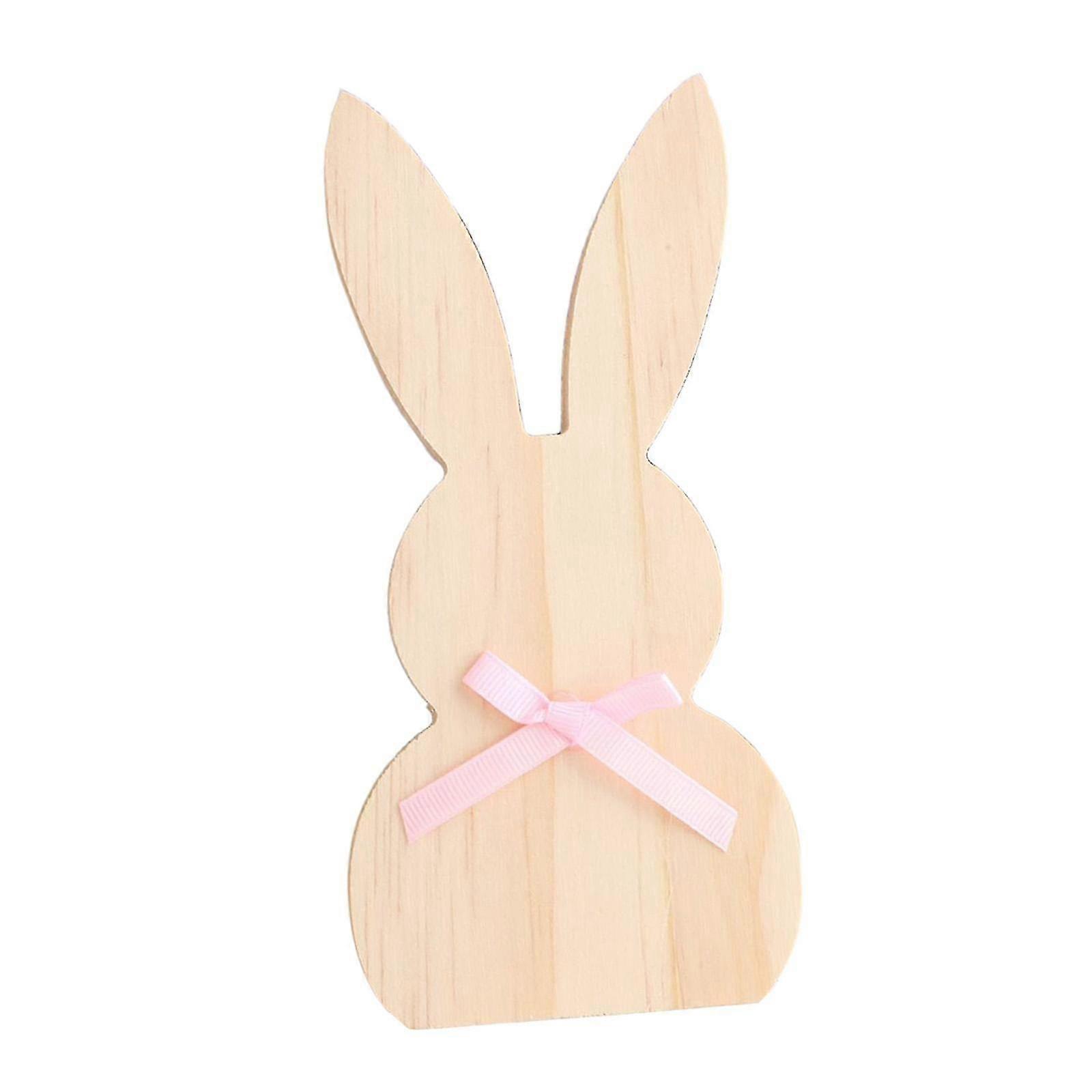 Easter Bunny Table Wooden Sign Diy Display For Bookshelf Festivals Cabinet Pink