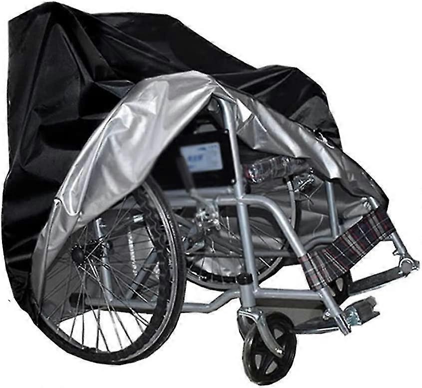 Capa de chuva para cadeira de rodas, capa protetora de pano Oxford à prova de poeira à prova de chuva, tampa de scooter de mobilidade com corda elástica inferior 115*65*90CM-In st