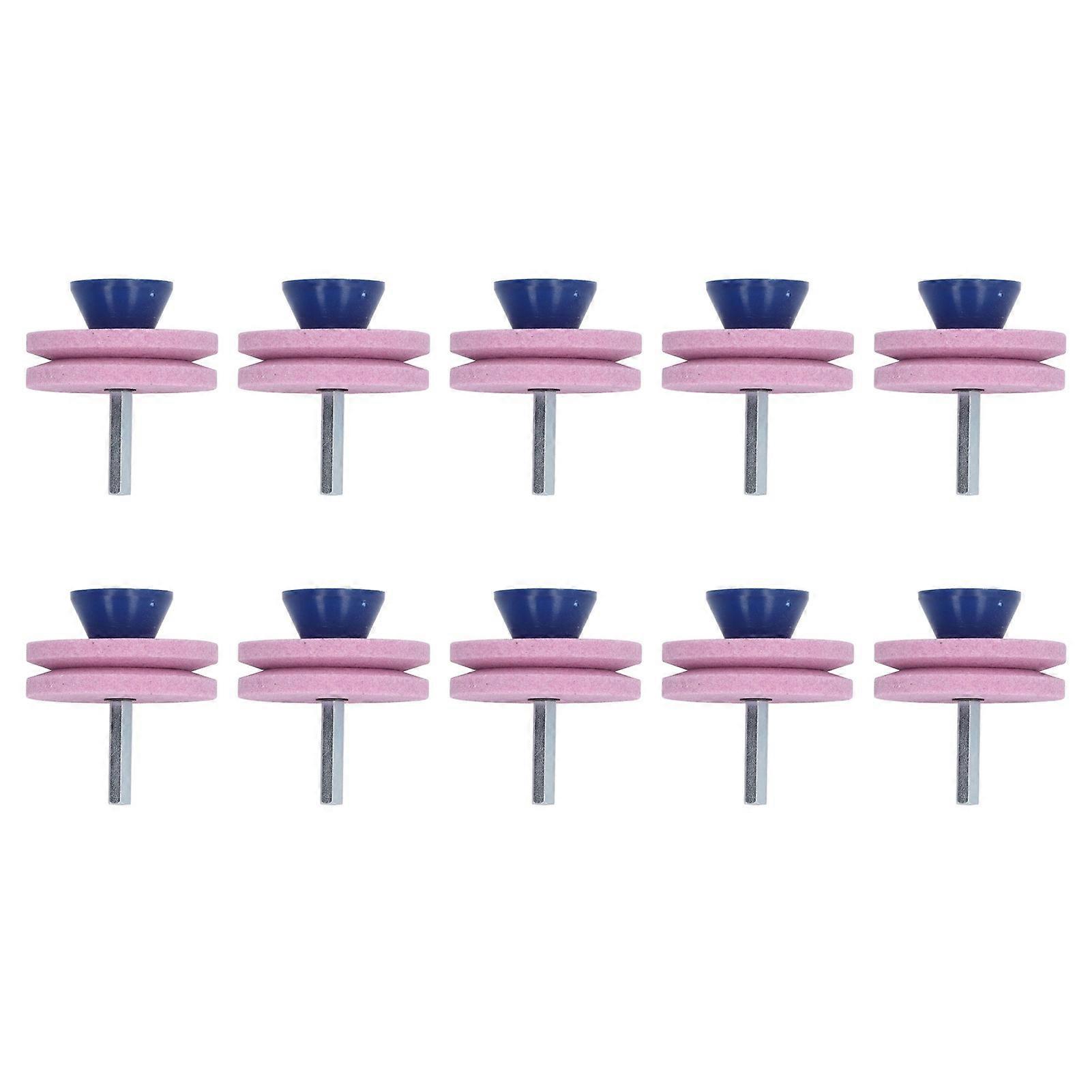 10pcs Double Layer Corundum Mower Blade Sharpener Universal Wear Lawnmower Blade Sharpener for Any Power Drill Hand Drill