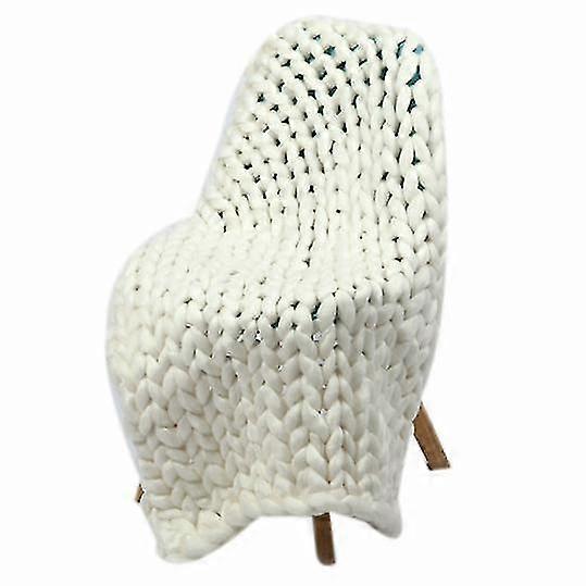 Large Chunky Knitted Thick Blanket, Yarn Woolen Throw Sofa Blanket