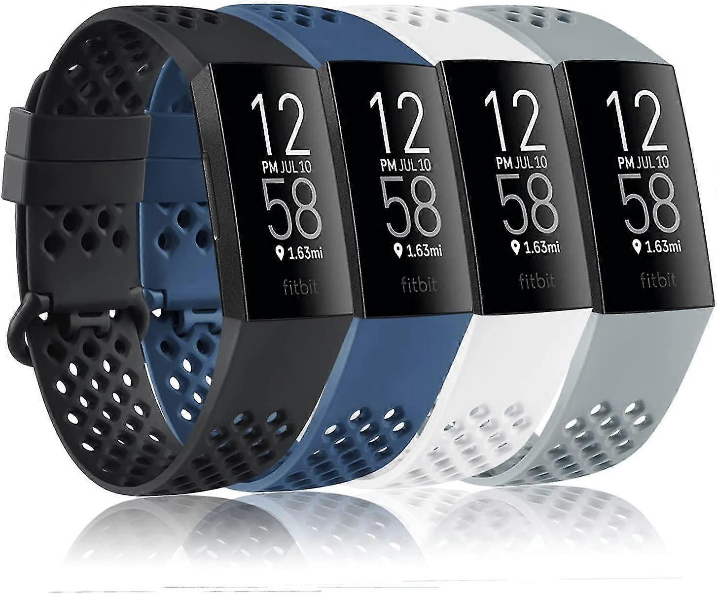sunrain 4 pack sport bands compatible with fitbit charge 4 bands and fitbit charge 3 band