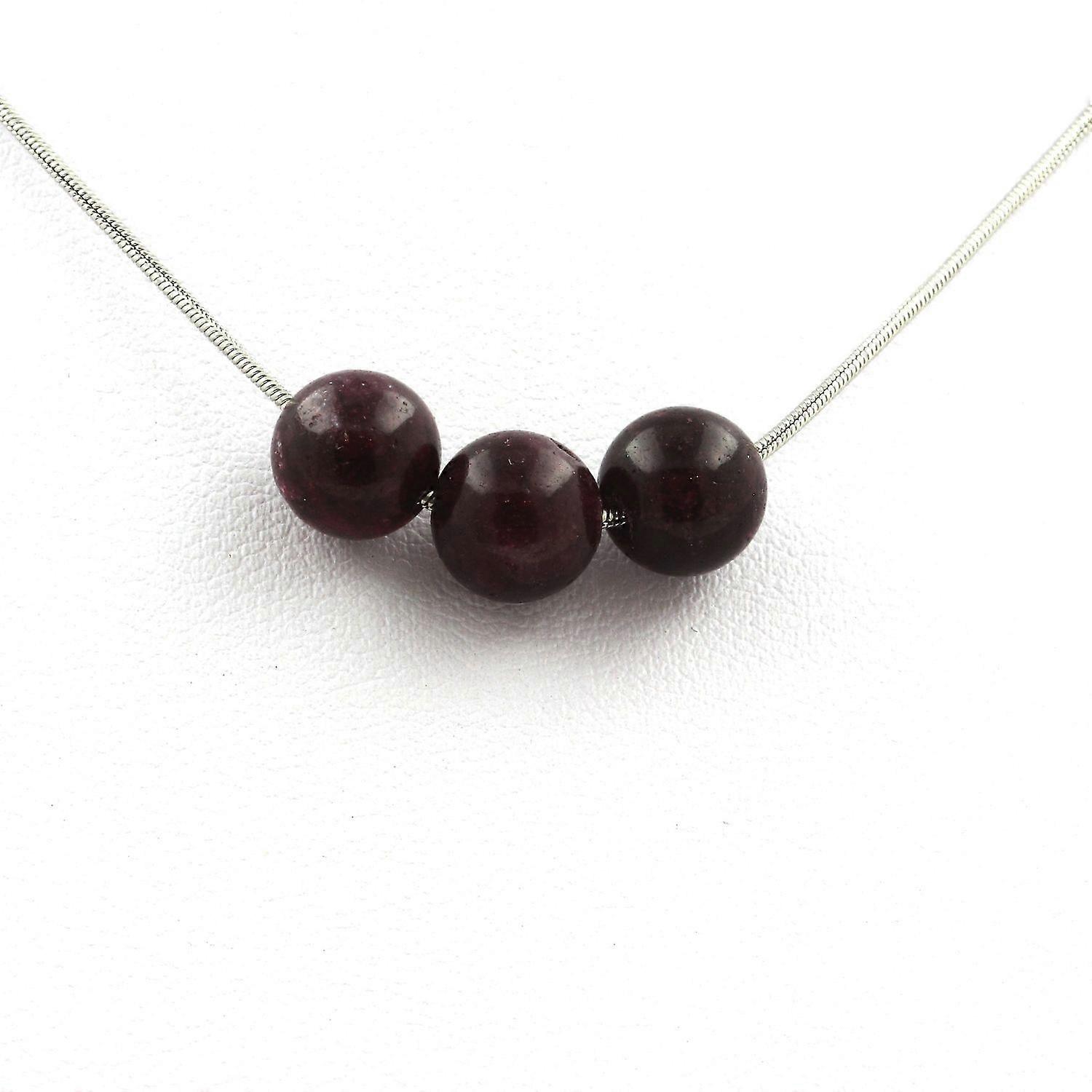 Necklace with 3 Garnet beads 8 mm
