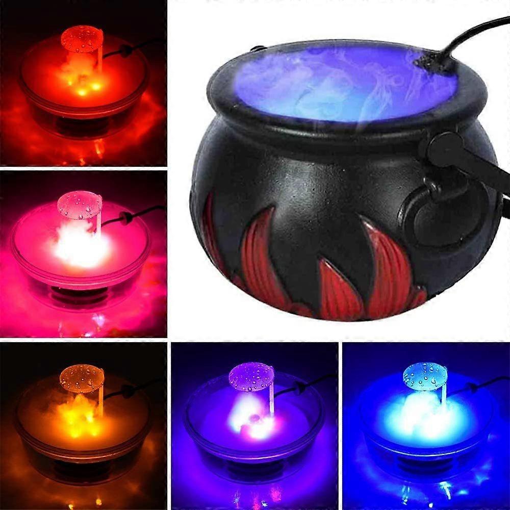 Halloween Hexenkessel Nebelmaschine LINISME Fogger Mist Maker Sprayer Hexenkessel Rauchmaschine mit 12 LED Farbwechselnde Halloween Atmosphren Szenenl