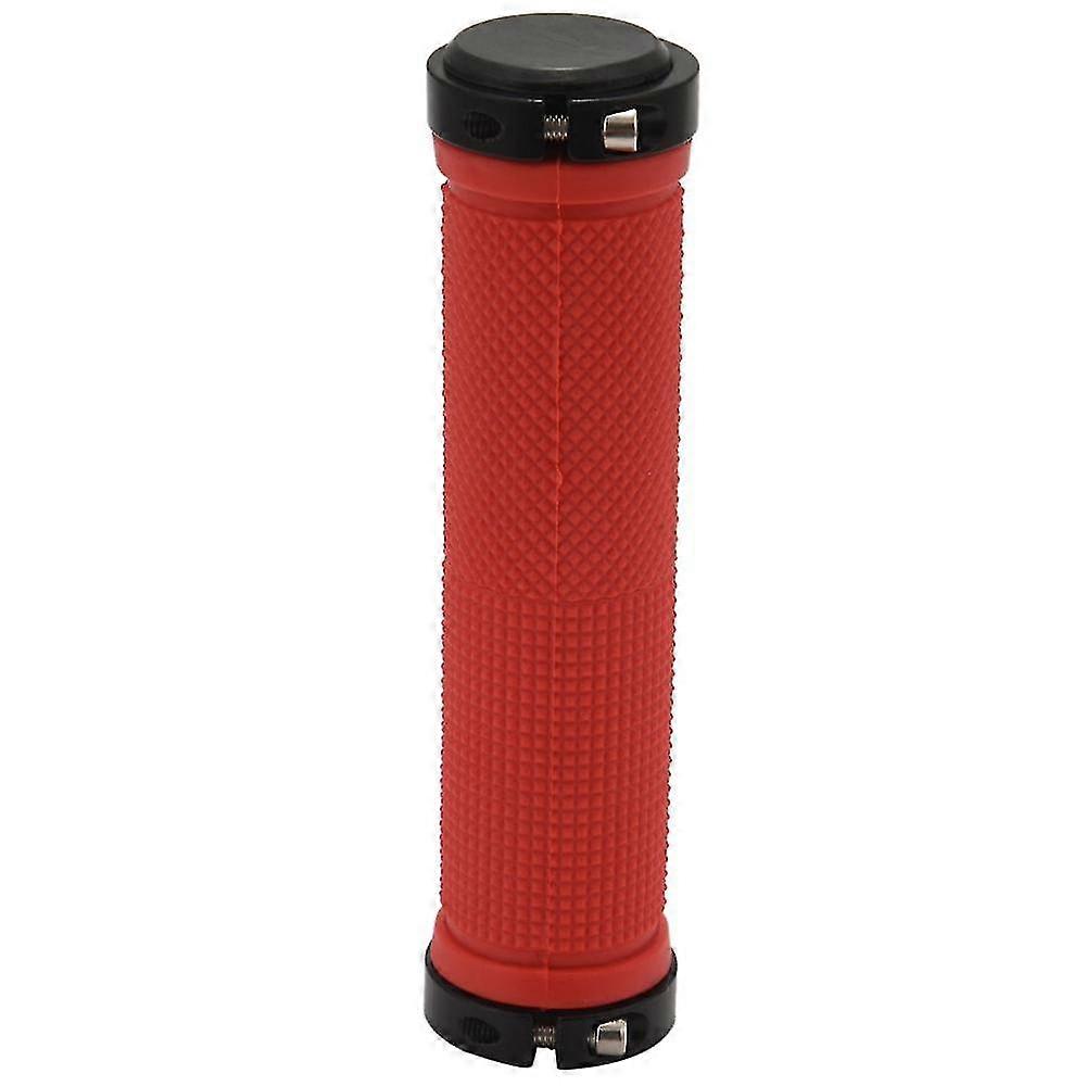 Double Road Mountain Bmx Bike Cycle Bicycle Lock On Locking Handlebar Grips - Red