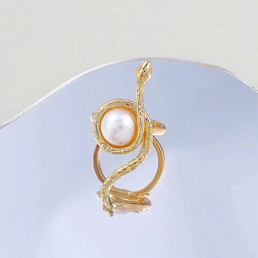 European și american retro artificial perla șarpe inel doamnelor gotic personalitate winding șarpe arătător deget inel cadou