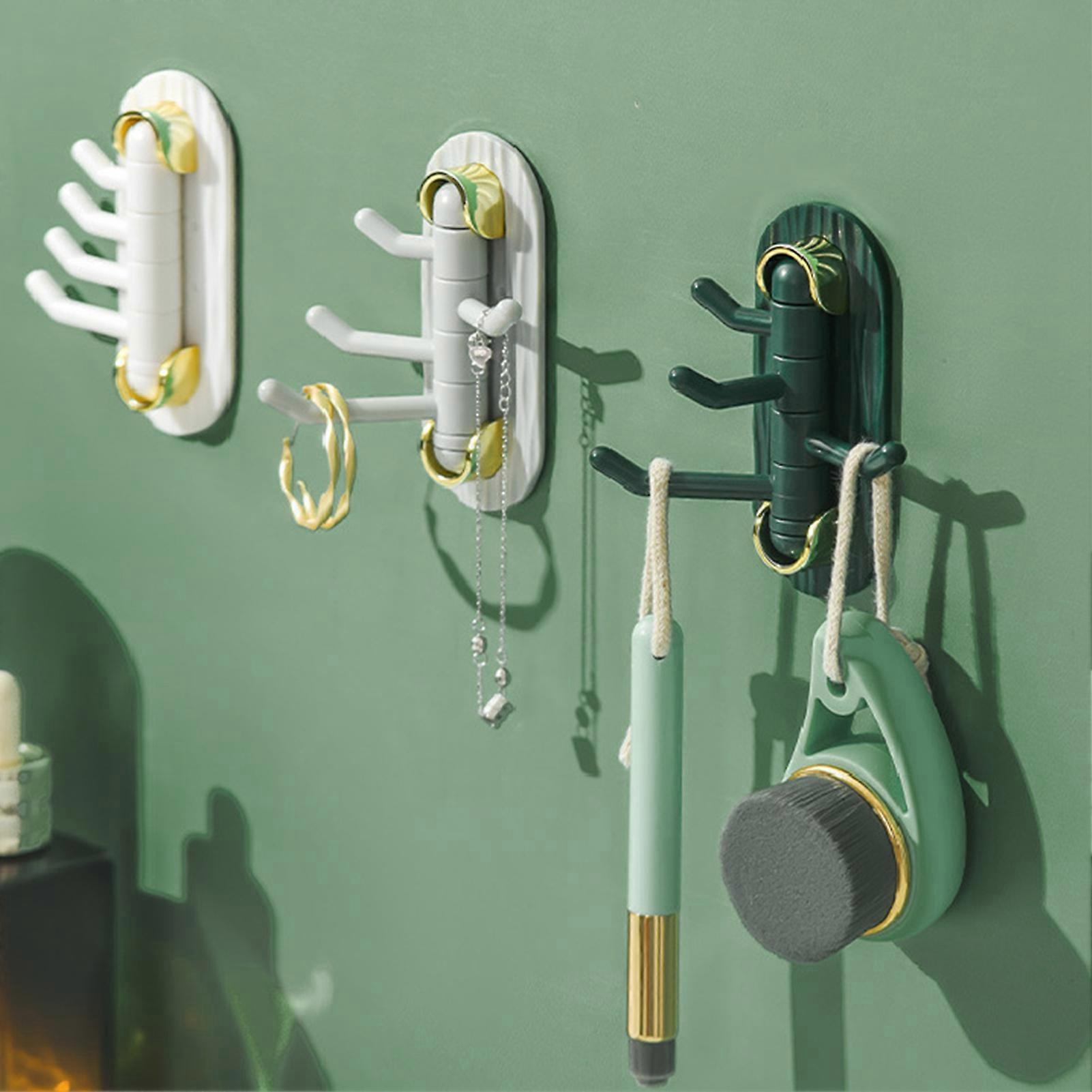 2PcsRotating Hook Wall Self-Adhesive Hook Plastic No Drilling Hat Towel Key Hook
