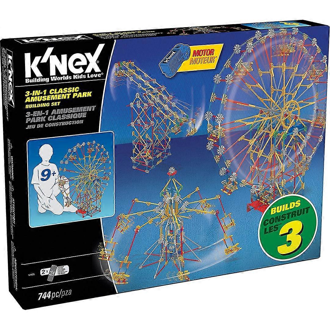 K'NEX Thrill Rides 3-în-1 Set de construcție pentru parcul de distracții clasic 744 bucăți 17035