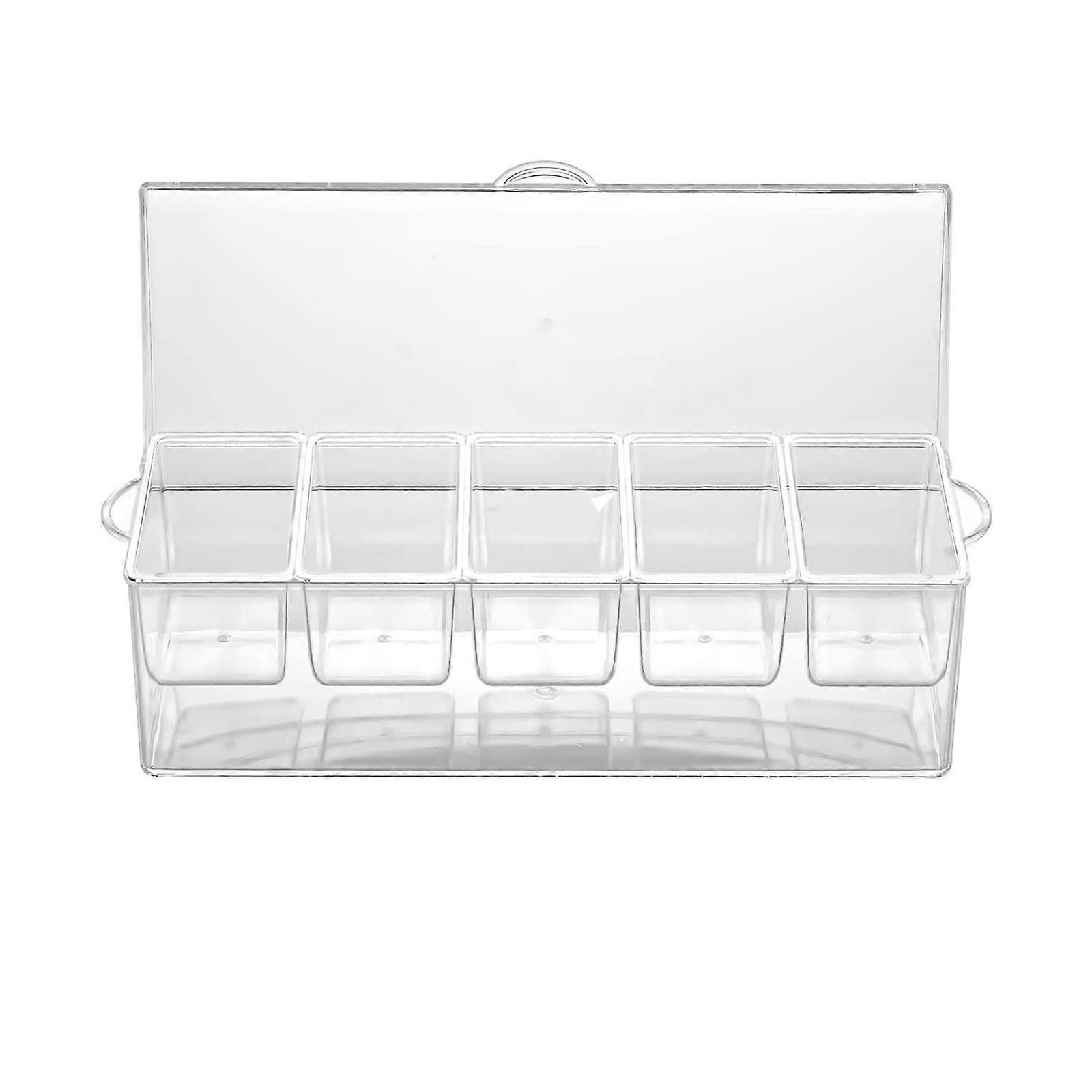 Ice Chilled Condiment Tray,5 Removable Compartments,Detachable Fruit Seasoning Box