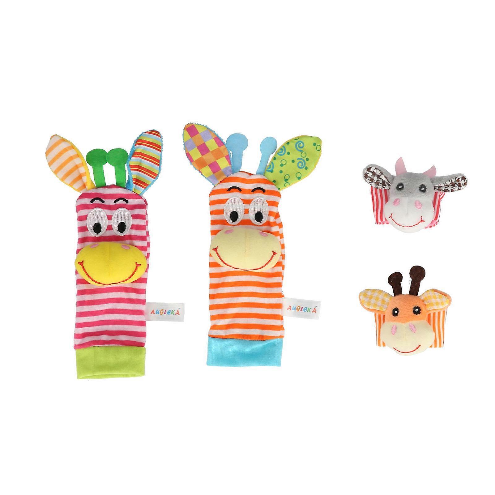 4pcs Baby Wrist Rattles and Foot Finders Baby Wrist Rattle Foot Finder Socks Set Toys
