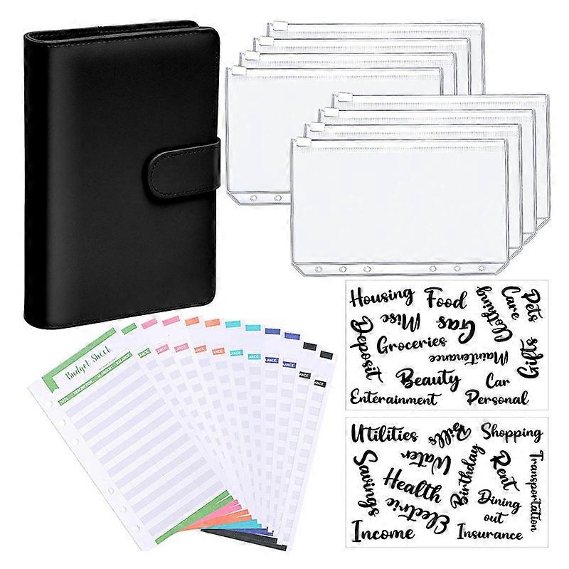 A6 Binder Budget Planner Notebook Covers Folder Size 6 Hole Pockets Plastic Zipper Money Saving Envelope