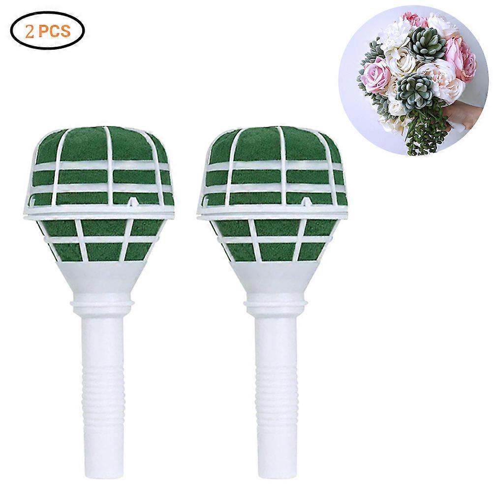 2 stk skumbukettholder blomsterplasthåndtak DIY brudeblomsterbase