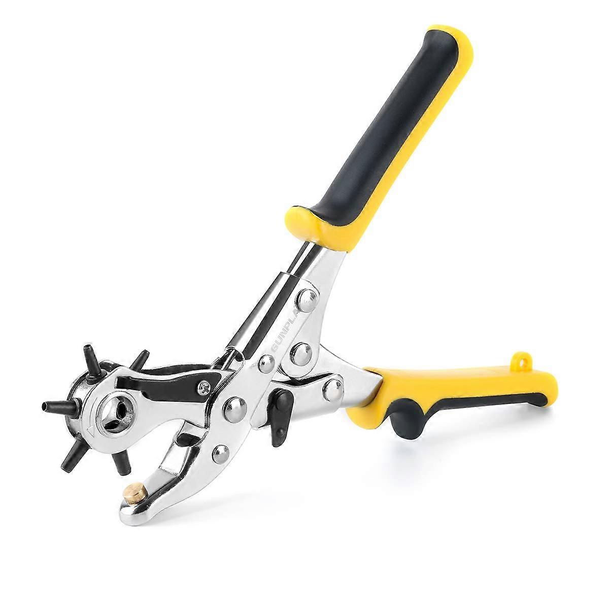 Rotary Hole Punch for Leather Multi-Size, Dimension Rotating Punch Tool Pliers Punch with Mini Screwdriver Rod for Brass, for Saddle