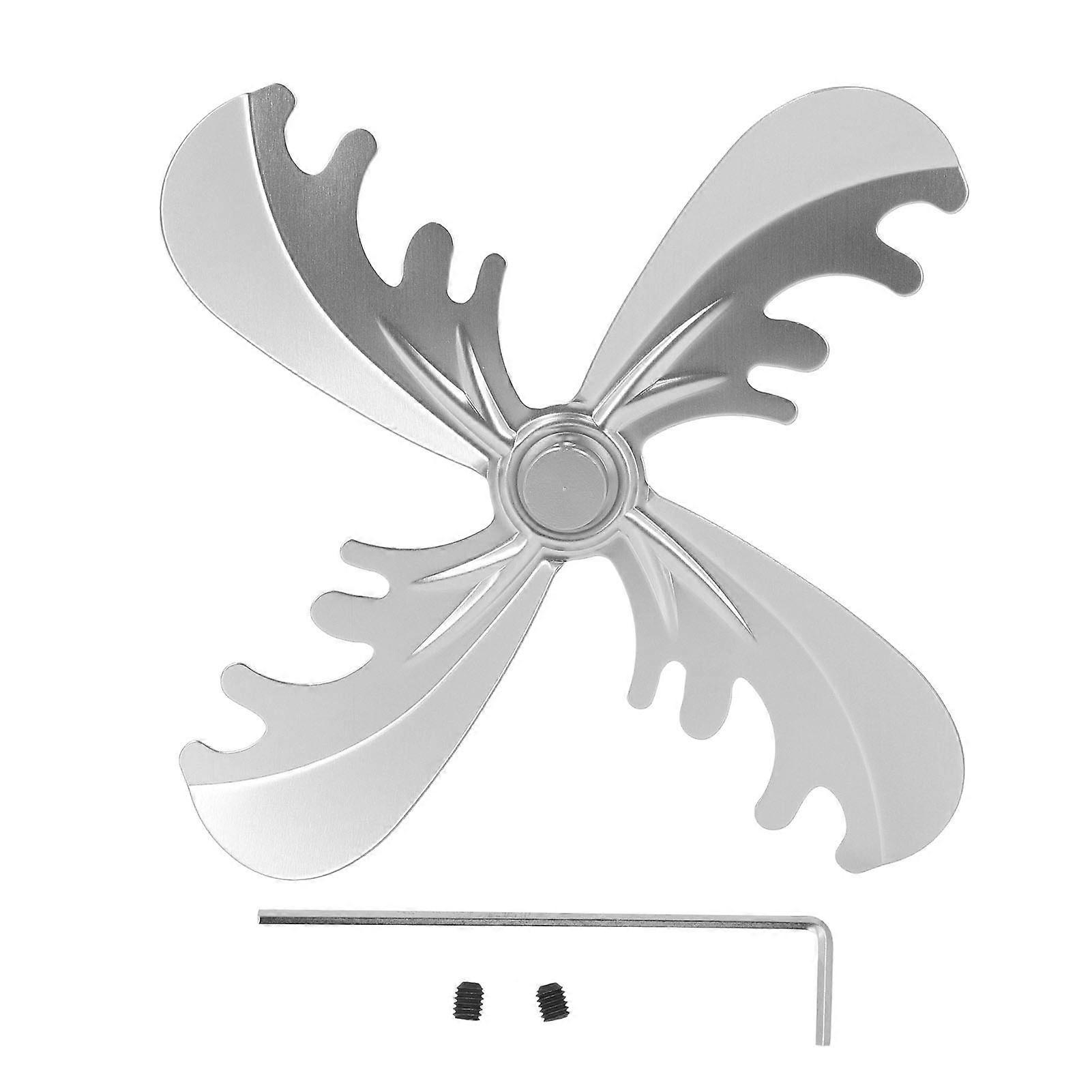 4 להבים מאוורר אח סגסוגת אלומיניום להב מאוורר תנור עץ ביתי בקוטר 180 מ"מ סגנון צבי חג המולד כסף