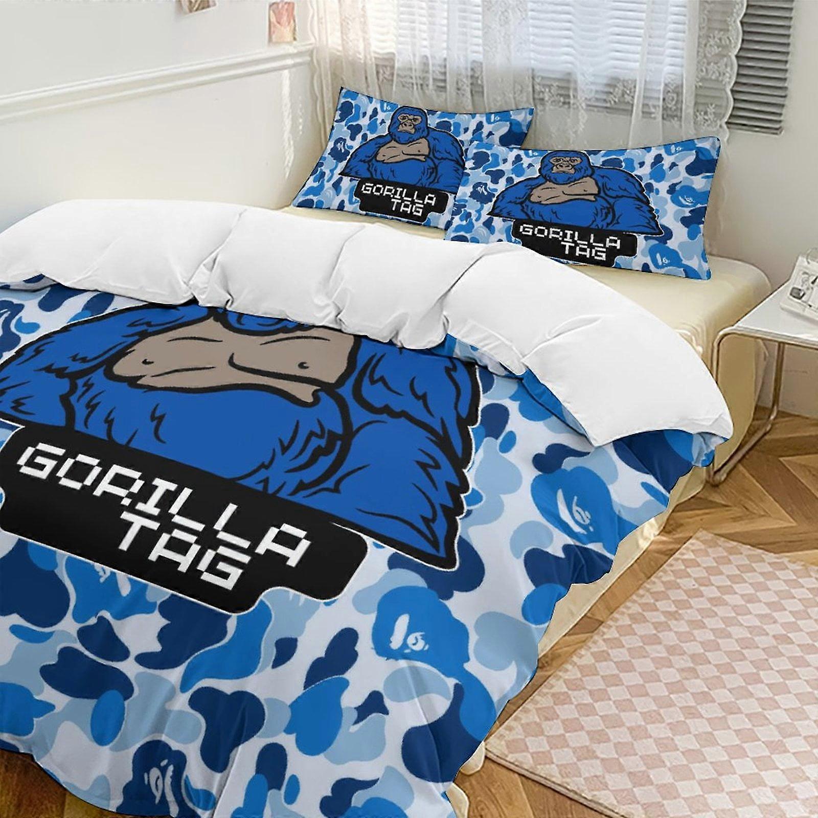 v6968 Bed Sheets Bedding Blue Camo Gorilla Tag Comforter Set Soft