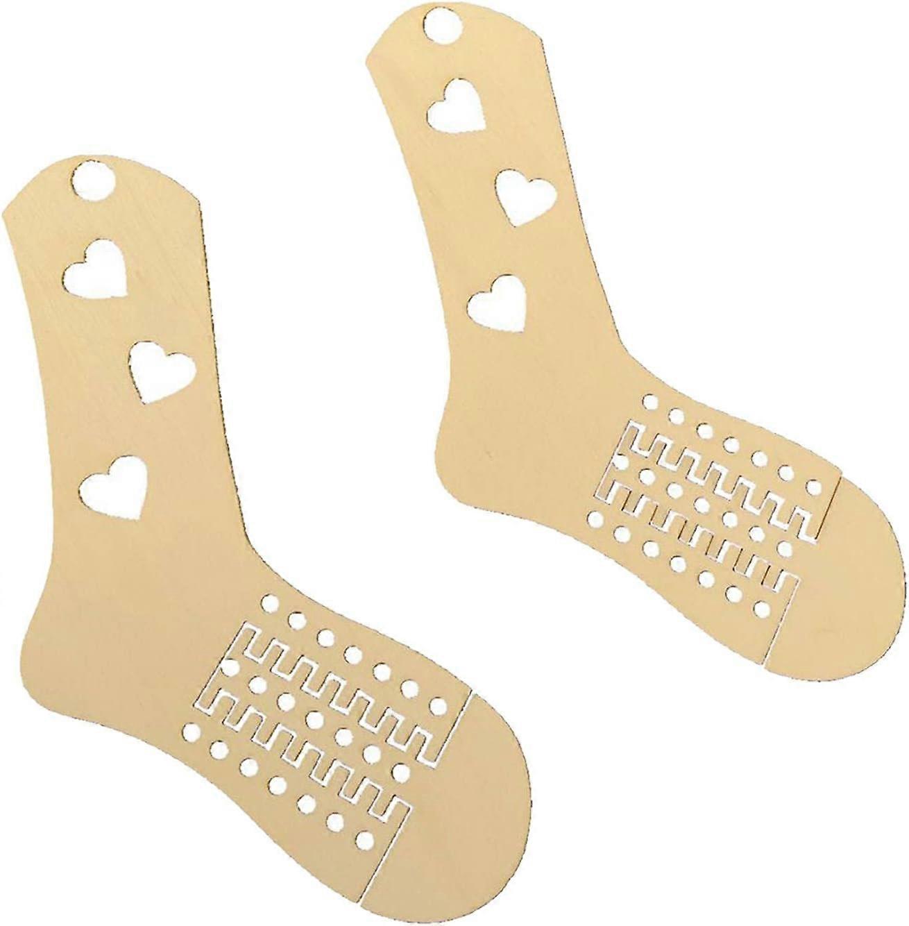 Pack of 2 DIY Wooden Sock Blockers Stretcher Frame Display Hand Knitting Shape Weaving Yarn Craft - Hollow Pattern