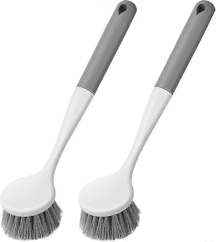 Set Of 2 Wooden Sink Brushes, Washing Up Brushes With Handle For Pans, Pot Brush, Dish Brush For Kitchens, Cleaning Dishes And Food