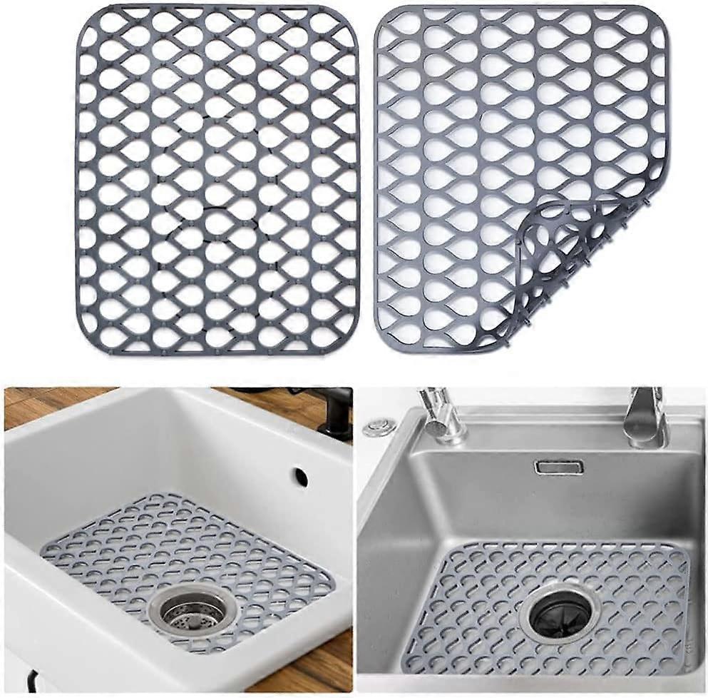 2er-Pack Küchenspülenschutzmatten, rutschfeste Silikon-Spülmatte mit Ablaufgestell, strapazierfähige faltbare Spülmatten