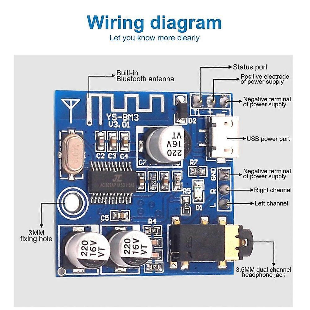 DC3.7-5V MP3 Bluetooth audio module Bluetooth 4.1 speaker lossless decoding board DIY car speaker power amplifier refitting BM3