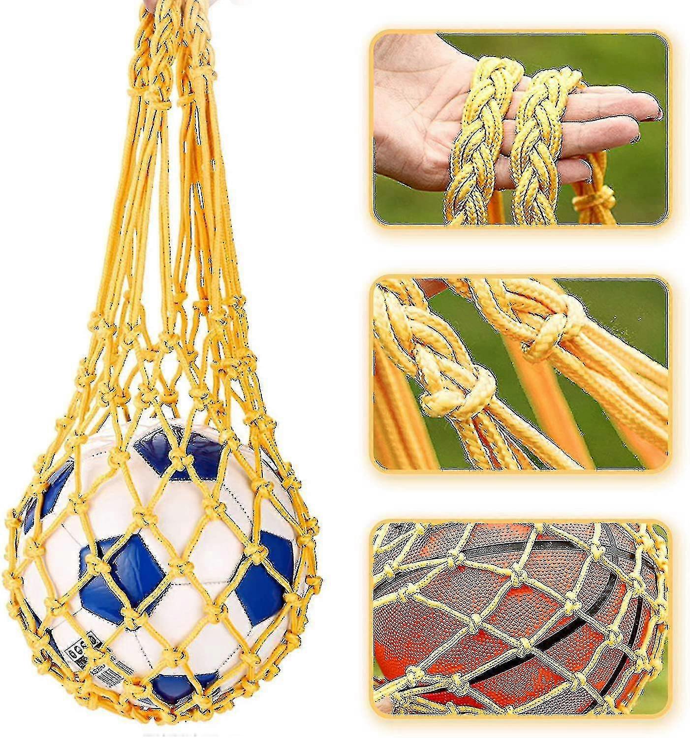2pc Ball Net Bag Portable Nylon Sports Ball Mesh Pocket For Volleyball Basketball c
