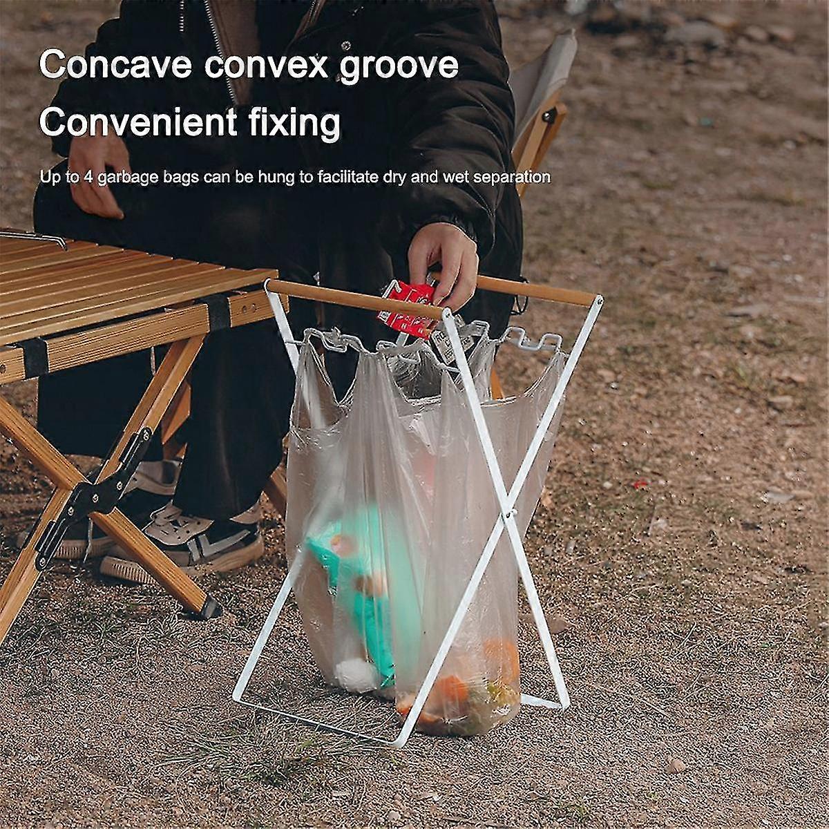 Foldable Plastic Garbage Bag Rack Outdoor Camping Garbage Metal Rack ...