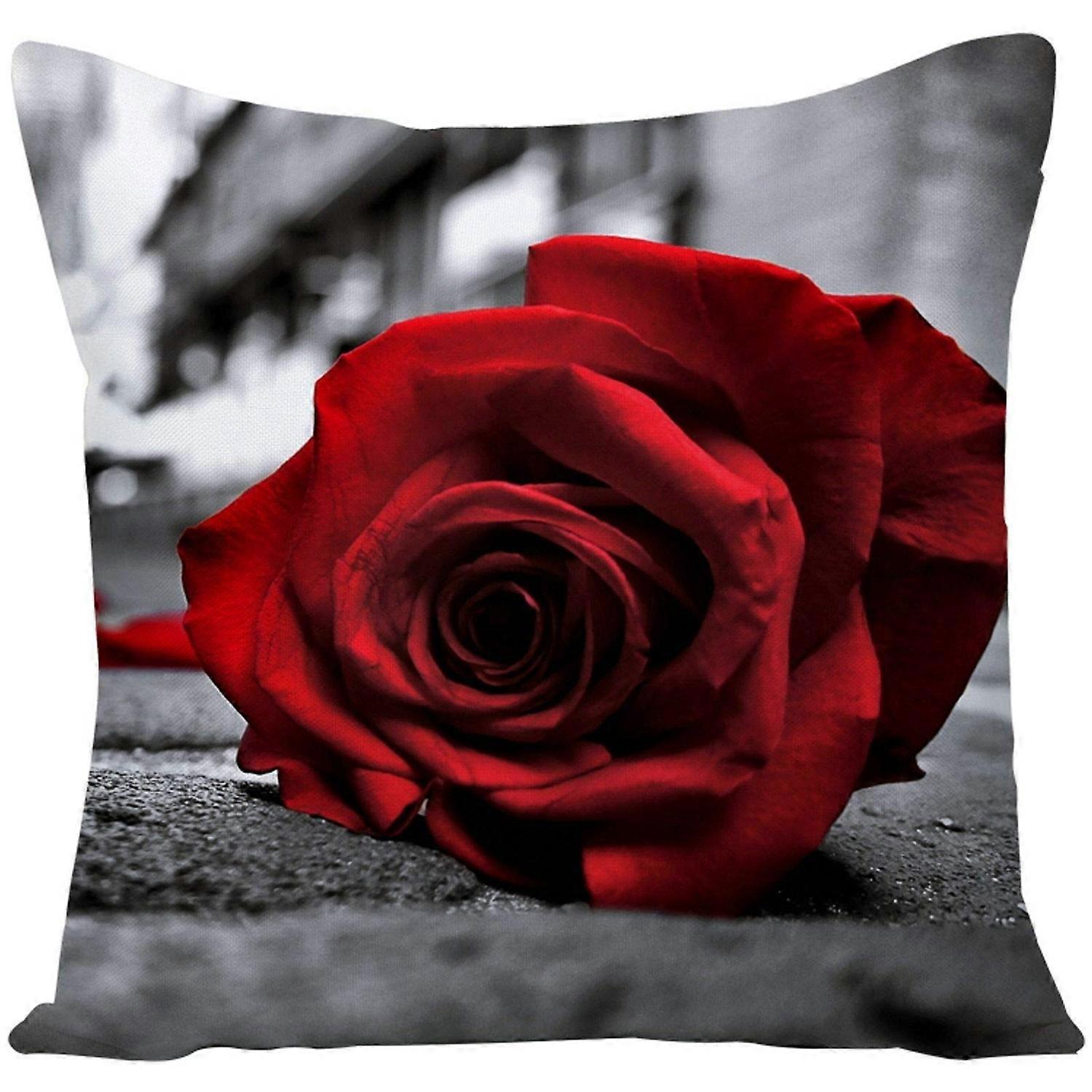 Rose Flower Print Polyester Kussensloop Ontwerp 623