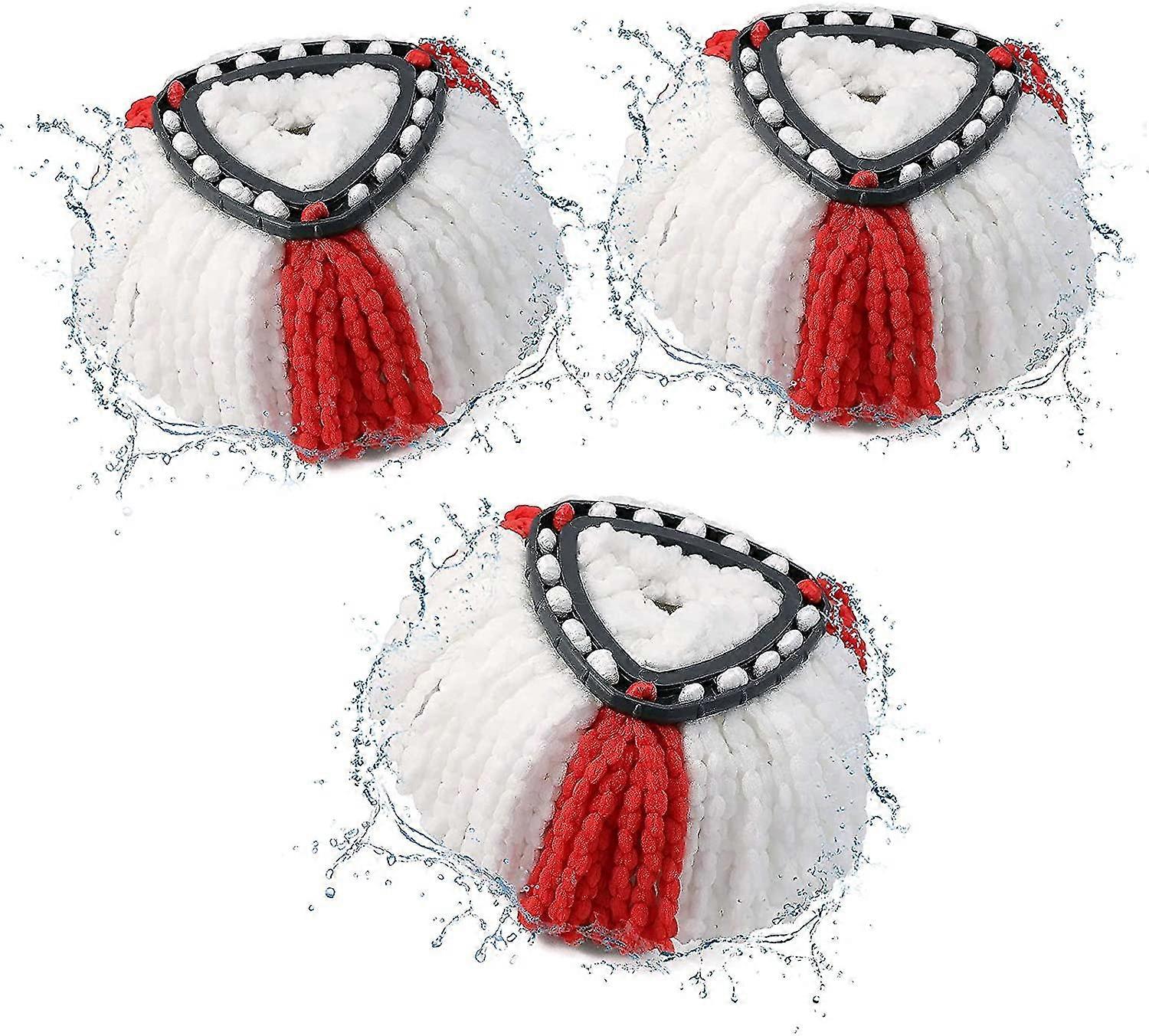 Mop Head Replacement Compatible With Vileda 2-in-1 Turbo Mop,replacement Head, Microfibre (red, 3 Pack)