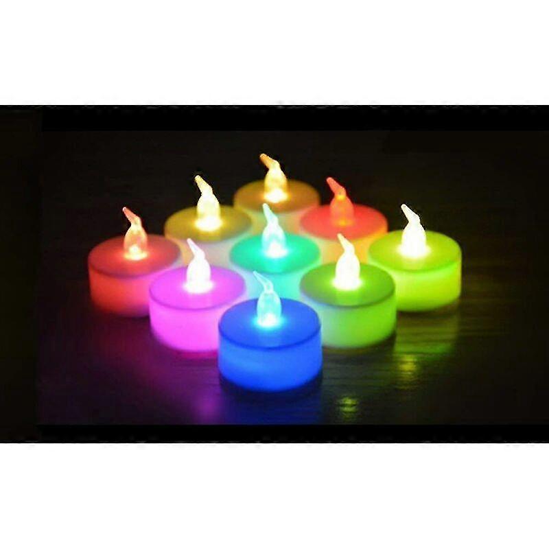 24 stk. LED fyrfadslys med 7 farver og flammeløse lys, lange